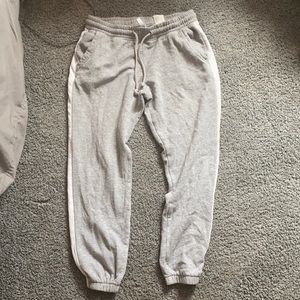 Grey soft joggers with white stripe